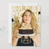 Lux 50e gouden ballonnen verjaardagsfeest uitnodig kaart (Achterkant)