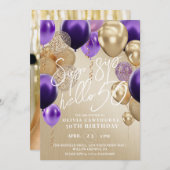 Lux 50e gouden ballonnen verjaardagsfeest uitnodig kaart (Voorkant / Achterkant)