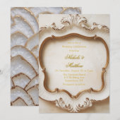 Lux Barokke Stijl Wit Goud Huwelijksfeest Kaart (Voorkant / Achterkant)