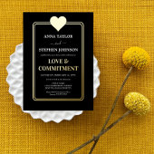 Lux Black Gold Heart Love & Commitment Ceremonie Folie Uitnodiging