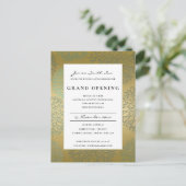 LUX BLUE GOLD DAHLIA FLORAL GRAND OPENING INVITE BRIEFKAART (Staand voorkant)