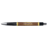 Lux Brown Leather & Gold Foil Monogram Name Pen (Voorkant)