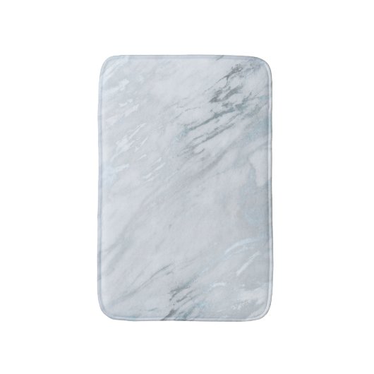 Lux chique zilver metallic folie & wit grijs marme badmat (Voorkant Verticaal)