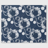 Lux Christmas Elegant Baubles op Blauw Cadeaupapier (Vlak)