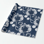 Lux Christmas Elegant Baubles op Blauw Cadeaupapier (Uitgerold)