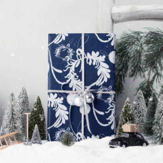 Lux Christmas Elegant Baubles op Blauw Cadeaupapier