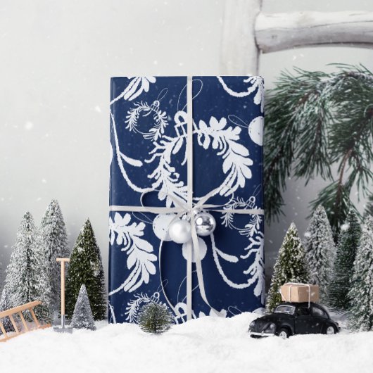Lux Christmas Elegant Baubles op Blauw Cadeaupapier