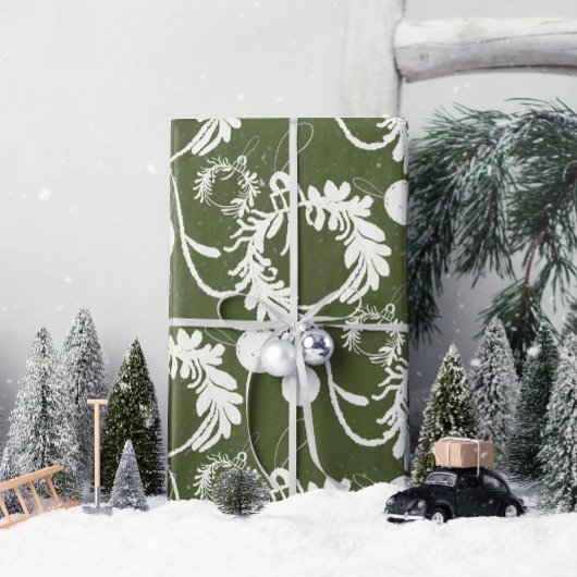 Lux Christmas Elegant Baubles op Groen Cadeaupapier