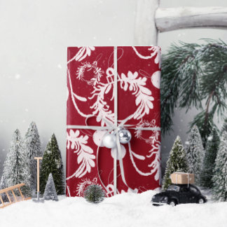 Lux Christmas Elegant Baubles op rood Cadeaupapier