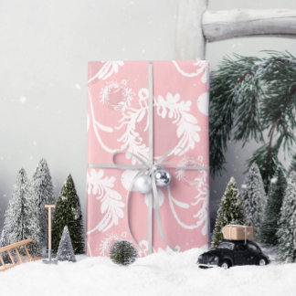 Lux Christmas Elegant Baubles op Roze Cadeaupapier