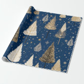 Lux Christmas Gold op blauw inpakpapier (Uitgerold)