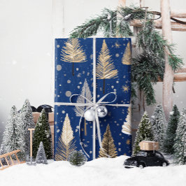 Lux Christmas Gold op blauw inpakpapier