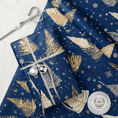 Lux Christmas Gold op blauw inpakpapier