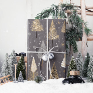 Lux Christmas Gold op grijs inpakpapier