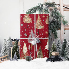 Lux Christmas Gold op rood inpakpapier