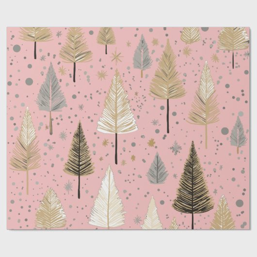 Lux Christmas Gold op roze inpakpapier (Vlak)