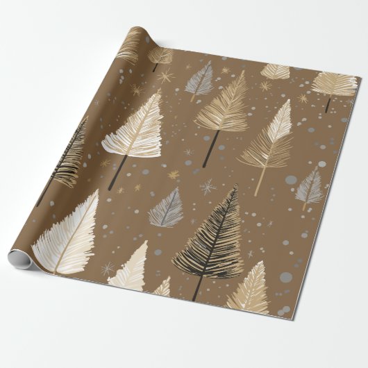 Lux Christmas Gold op Warm Brown Cadeaupapier (Uitgerold)
