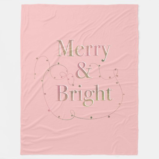 Lux Christmas Merry & Bright on Pink Fleece Deken (Voorkant)