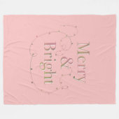 Lux Christmas Merry & Bright on Pink Fleece Deken (Voorkant (Horizontaal))