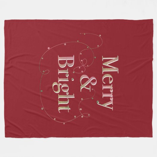 Lux Christmas Merry & Bright op rood Fleece Deken (Voorkant (Horizontaal))