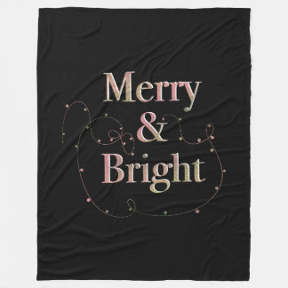 Lux Christmas Merry & Bright op zwart Fleece Deken
