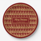 Lux Christmas Plates Custom Red Gold Reindeer Papieren Bordje (Voorkant)
