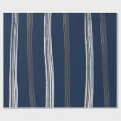 Lux Christmas White Stripes op blauw inpakpapier (Vlak)