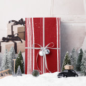 Lux Christmas White Stripes op rood inpakpapier