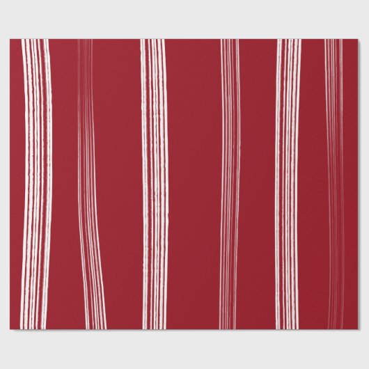 Lux Christmas White Stripes op rood inpakpapier (Vlak)