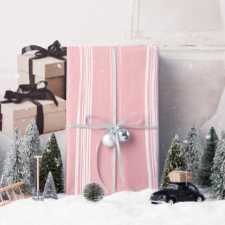 Lux Christmas White Stripes op roze inpakpapier