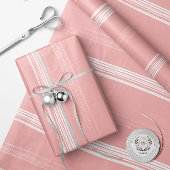 Lux Christmas White Stripes op roze inpakpapier