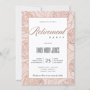 LUX ELEGANT ROZE ROSE GOUDFLORALE PENSIONERING KAART