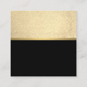 Lux Executive / Glitter Zwart / Gouden Bar Trim Vierkante Visitekaartje (Achterkant)