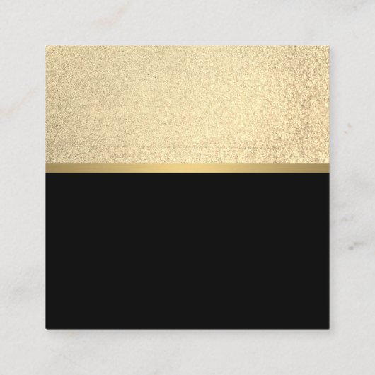 Lux Executive / Glitter Zwart / Gouden Bar Trim Vierkante Visitekaartje (Achterkant)