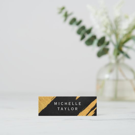 Lux Faux Gold Artistic Marks Leather Print Mini Visitekaartje (Staand voorkant)
