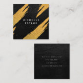 Lux Faux Gold Artistic Marks Leather Print Vierkante Visitekaartje (Voorkant / Achterkant)