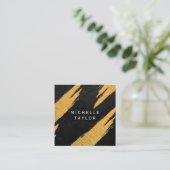 Lux Faux Gold Artistic Marks Leather Print Vierkante Visitekaartje (Staand voorkant)