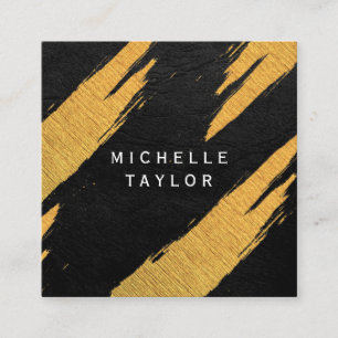 Lux Faux Gold Artistic Marks Leather Print Vierkante Visitekaartje