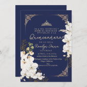 Lux Flowers Orchids Tiara Princess Quinceañera Kaart (Voorkant / Achterkant)