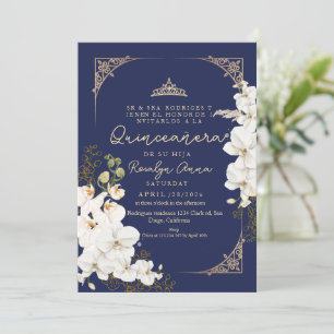 Lux Flowers Orchids Tiara Princess Quinceañera Kaart