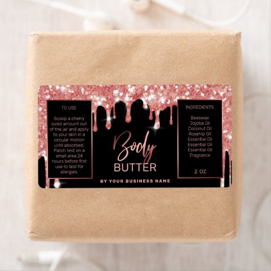 Lux Glitter Black en Roos Gold Body Butter Labels (Insitu)