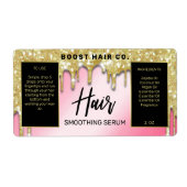Lux Glitter druist Gold Pink Black Hair Serum Labe Etiket (Voorkant)