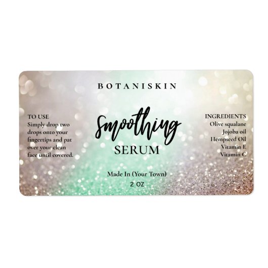 Lux Glitter Mint en Silver Face Serum Labels (Voorkant)