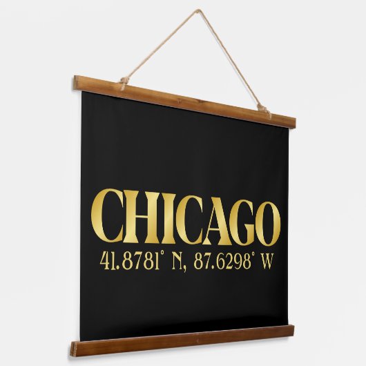 Lux Gold Chicago Latitude & Lengtegraad Hangend Wandkleed (Gebogen)