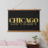 Lux Gold Chicago Latitude & Lengtegraad Hangend Wandkleed (Slaapkamer)