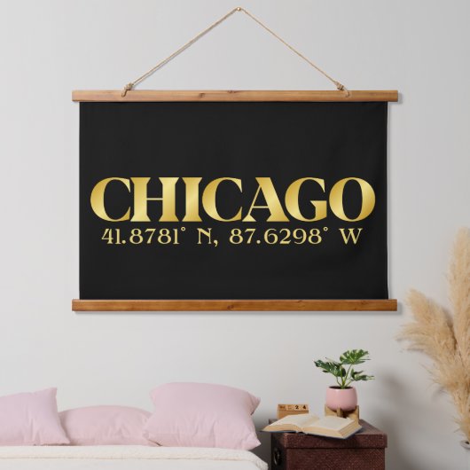 Lux Gold Chicago Latitude & Lengtegraad Hangend Wandkleed (Slaapkamer)