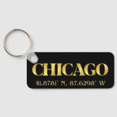 Lux Gold Chicago Latitude & Lengtegraad Sleutelhanger (Achterkant)