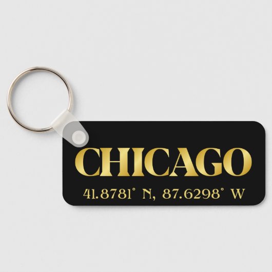 Lux Gold Chicago Latitude & Lengtegraad Sleutelhanger (Achterkant)