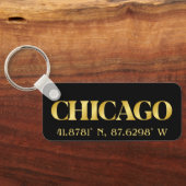 Lux Gold Chicago Latitude & Lengtegraad Sleutelhanger (Achterkant)
