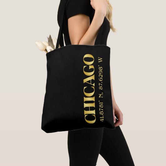Lux Gold Chicago Latitude & Lengtegraad Tote Bag (Dichtbij)